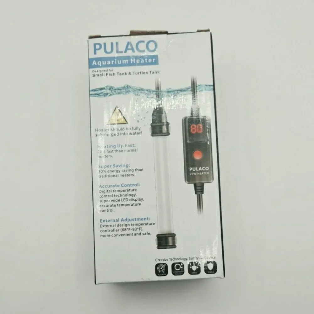 PULACO Aquarium Heater 25W for Small Fish Tank & Turtles